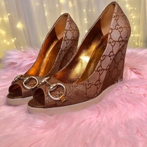 Gucci Espadrilles Gold Ombre Gucci Glitter Heels 37.5